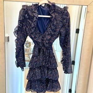 Vici - Navy floral chiffon dress